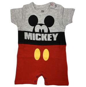 EPlus Detský letný kraťasový overal - Mickey Mouse sivý Veľkosť najmenší: 12 mesiacov