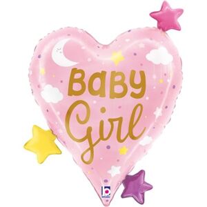 Balónik fóliový Baby Girl Srdce a hviezdy 64 cm