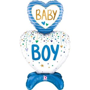 Balónik fóliový samostatne stojaci Baby Boy Srdce 71 cm