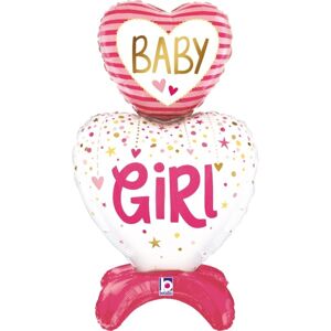 Balónek foliový samostatne stojaci Baby Girl Srdce 71 cm