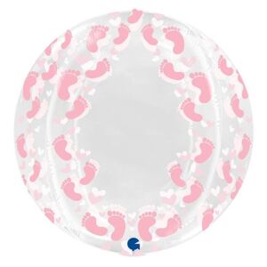 Balónik fóliový transparentné gule Ťapičky ružové 48 cm