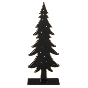 Dekorácia drevený stromček čierny s hviezdičkami 15 x 38 cm