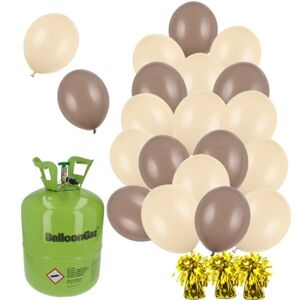 Helium + 12 balonků capuccino + smetanový mix + 3 těžítka