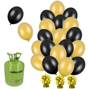 Helium s balonky 23 cm - černé zlaté - 3 zlatá těžítka
